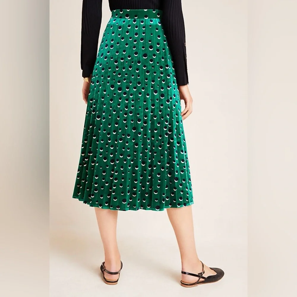 Maeve Carly Pleated Velvet Midi Skirt - Picture 3 of 9